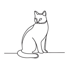 Elegant silhouette of cat sitting line art vector design drawing