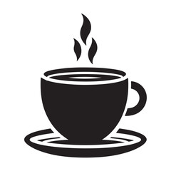 Silhouette of Coffee Cup with Steam Illustration for Cafe and Beverages