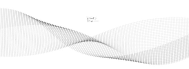 Vector abstract background with wave of flowing particles, smoke flowing light grey design, smooth and soft relaxing image.