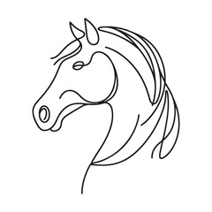 Elegant Horse Head Continuous One Line Drawing Vector Art