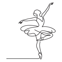 Graceful Ballerina A Single Line Art Silhouette Ballet Dancer Illustration © Creative Image  