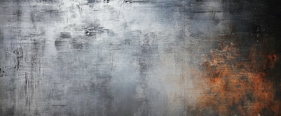 Fototapeta premium Rustic Metallic Gradient Abstract Texture Background - Grungy Silver to Warm Rust Transition, Detailed Weathered Surface