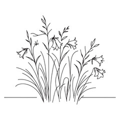 Wildflower Meadow Single Line Art Delicate Floral Illustration