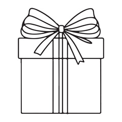 Beautiful Gift Box With Ribbon Single Line Art Drawing