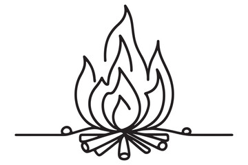 Campfire Line Art Vector Illustration for Outdoor Adventure Designs