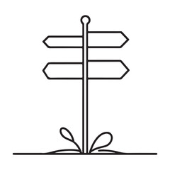 Direction Sign Post Vector Outline With Black Arrow Indicators