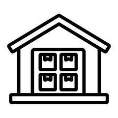 Warehouse Vector Line Icon Design