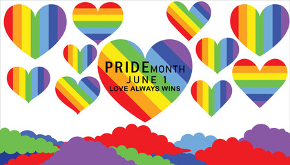 Pride day month illustration template for social media poster and banner, pride day month banner, pride day month template, pride day month poster, pride day month editable file