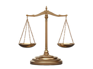 A classic scale of justice isolated on a transparent background PNG.