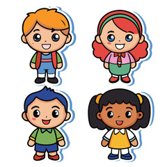 Four Cartoon Children