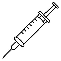 Fototapeta premium A clean line drawing of a syringe with a needle and plunger