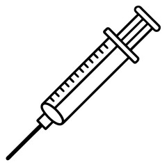 Fototapeta premium A clean line drawing of a syringe with a needle and plunger