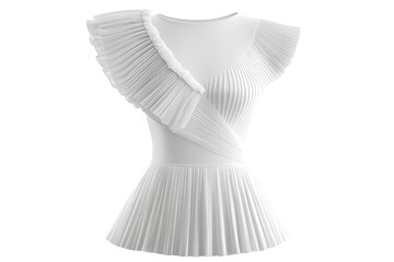 Obraz premium Clean white pleated blouse isolated for fashion sales, designs, advertisements