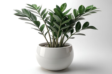 Fototapeta premium A green houseplant in a pot displays fresh leaves, bringing a touch of nature and botany to the home.
