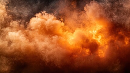 This captivating image showcases richly colored abstract smoke blending orange and brown tones, creating a sense of warmth and chaos, inviting viewers into a contemplative journey.