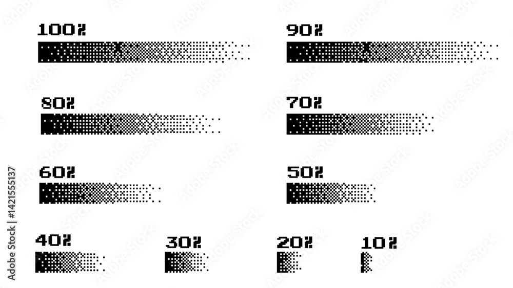 Poster Pixel art 8-bit loading bar concept. Loading icons set.Load bar collection. loading icons on white background.	