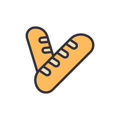 Baguette colored icons, minimalist vector illustration ,simple transparent graphic element .Isolated on white background