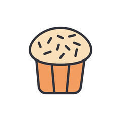 Cupcake colored icons, minimalist vector illustration ,simple transparent graphic element .Isolated on white background