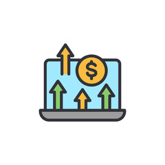 Online investment colored icons, minimalist vector illustration ,simple transparent graphic element .Isolated on white background