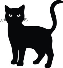 Black Silhouette Cat Standing Hind Legs Vector