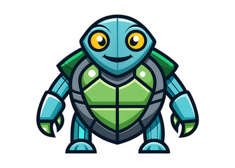 Obraz premium Futuristic Robot Turtle mascot logo design, isolated on white background