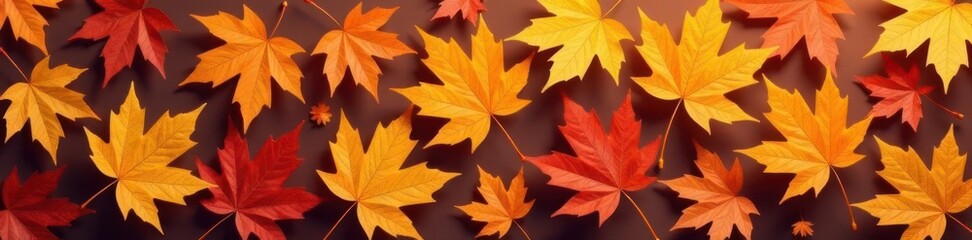 Naklejka premium Autumn leaves pattern Maple, oak, birch, aspen, sweetgum Soft brown background , top view, rustic, image