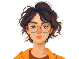 Obraz premium Portrait of a beautiful young woman with glasses. Vector illustration.