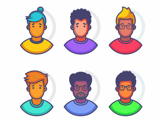 Group of  men and women with different hairstyles. Vector illustration.