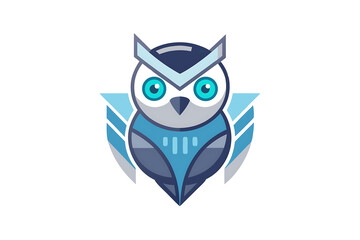 Fototapeta premium Flat and Minimal Owl futuristic in tech Logo icon design
