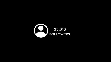 Social media 50K followers counting notification icon animation Isolated on Black Background