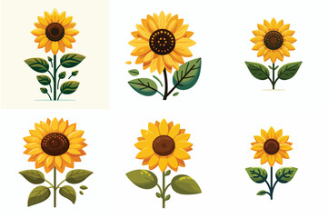 Simple Sunflower Illustration Set