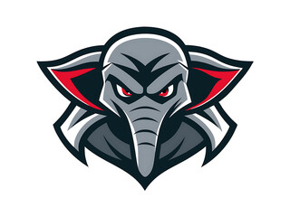 A front view of Elephant head Ninja business Logo icon design, isolated on white background