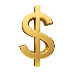Obraz premium 3D dollar sign, golden yellow color, clip art style isolated on a transparent background.