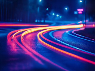 Futuristic rotated glass ribbon with glowing data light points, perfect for tech backgrounds, digital art, and sci-fi designs. Transparent, dynamic, and sleek.