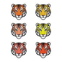 simple minimalist tiger head on white background,Simple vector icons,Vector illustration