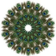 Fototapeta premium Peacock Feather Mandala Design | Artistic Rangoli Style Mandala | Colorful Circular Art 4K HD