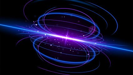 Amazing Magnetic Field Light Effect with Sparks, Vector Illustration