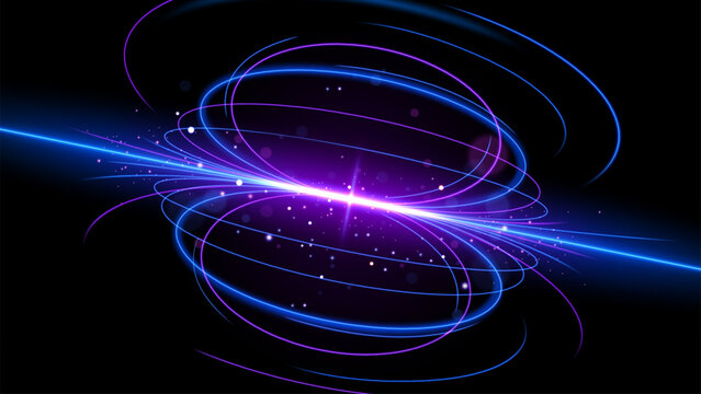 Amazing Magnetic Field Light Effect with Sparks, Vector Illustration