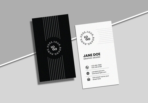 Vertical Business Card Mockup with Editable Background