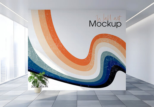 Blank Office Wall Interior at Sunset Mockup