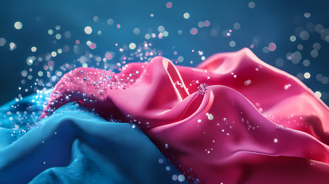 Water deep cleaning cloth removes stubborn stains on fabric fibers.cloth washing and cleaning 3d illustration. concept creative. Starborn Textile. Illustration