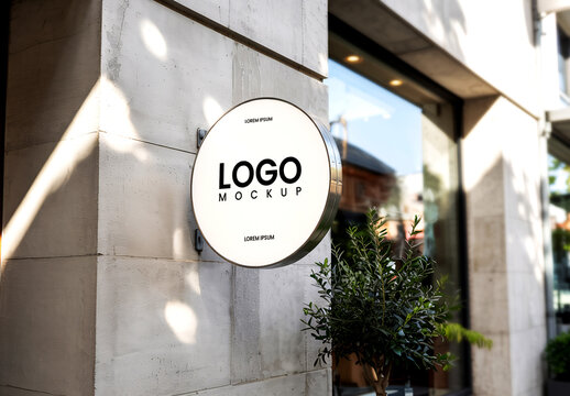 Circular Street Sign Mockup