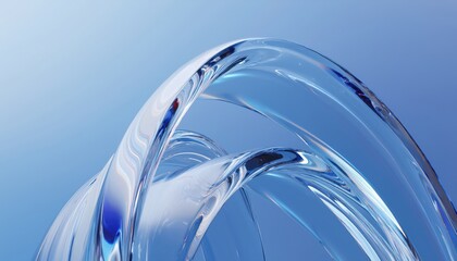 fluid blue glass ribbon on gradient background abstract 3d illustration for web design, branding, wallpapers, and modern digital art