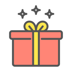 gift filled outline icon. gift box color line illustration.