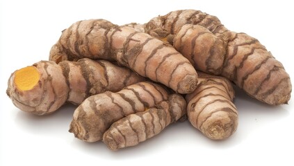 Fresh turmeric roots clustered together