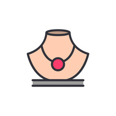 Necklace colored icons, minimalist vector illustration ,simple transparent graphic element .Isolated on white background