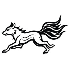 Mystical wolf silhouette designs in nature scenes with spiritual, emotional and tribal elements vector illustration