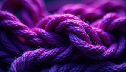 Intricate loops, tangled purple yarn Deep, rich violet hues , macro, yarn, string