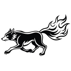 Mystical wolf silhouette designs in nature scenes with spiritual, emotional and tribal elements vector illustration