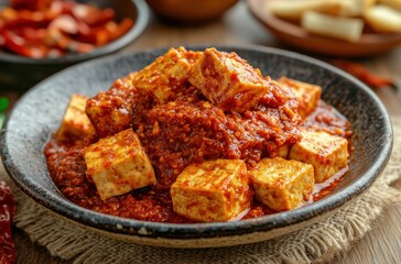 Fototapeta premium Authentic homemade Thai chili paste with crispy f